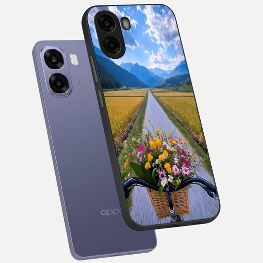  Golden Field Journey phone case For Oppo A6s showing premium glass back cover with detailed artwork