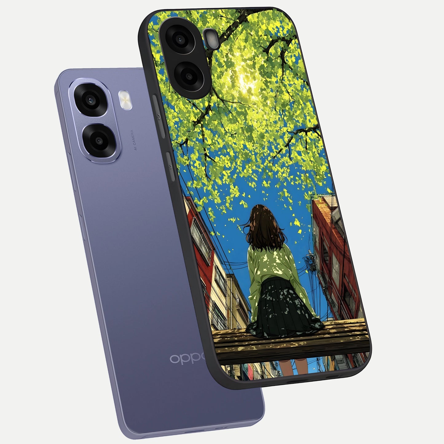  Golden Leaves Glow phone case For Oppo A6s showing premium glass back cover with detailed artwork