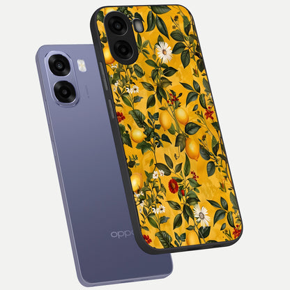  Golden Lemon Field phone case For Oppo A6s showing premium glass back cover with detailed artwork