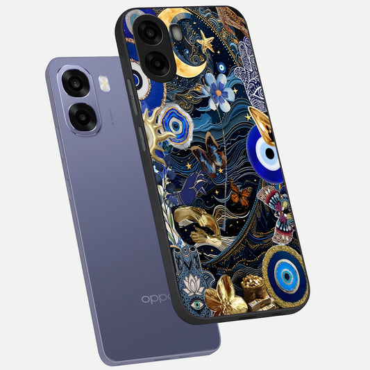  Golden Moon Magic phone case For Oppo A6s showing premium glass back cover with detailed artwork
