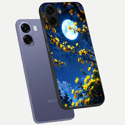  Golden Night Glow phone case For Oppo A6s showing premium glass back cover with detailed artwork
