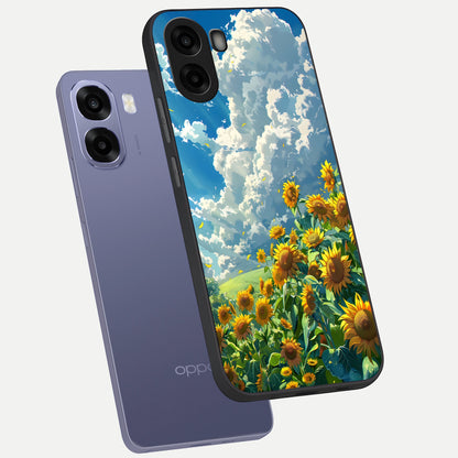  Golden Sun Glory phone case For Oppo A6s showing premium glass back cover with detailed artwork