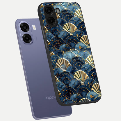  Golden Wave Luxe phone case For Oppo A6s showing premium glass back cover with detailed artwork