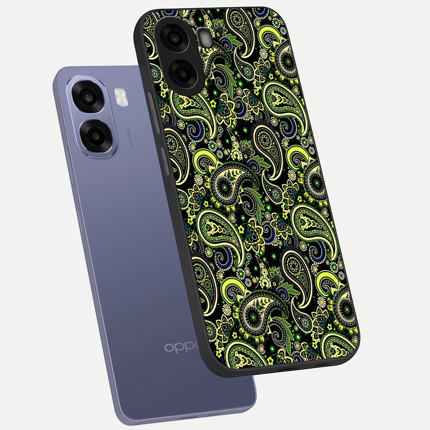  Green Lemon phone case For Oppo A6s showing premium glass back cover with detailed artwork