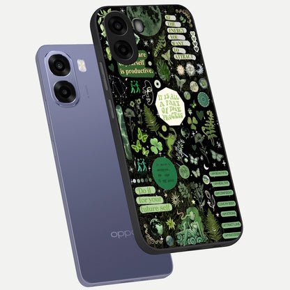  Green Mandala Pattern phone case For Oppo A6s showing premium glass back cover with detailed artwork