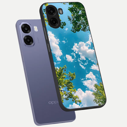  Green Moon Energy phone case For Oppo A6s showing premium glass back cover with detailed artwork