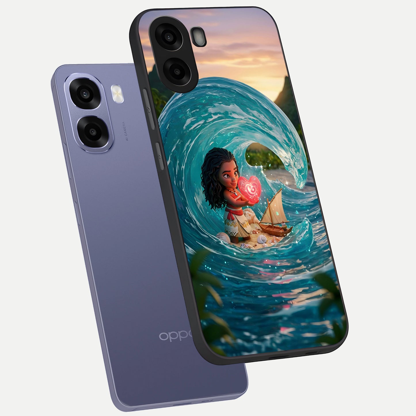  Heart of Ocean phone case For Oppo A6s showing premium glass back cover with detailed artwork