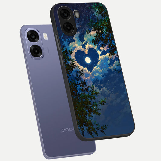  Heart With Moon Sky phone case For Oppo A6s showing premium glass back cover with detailed artwork