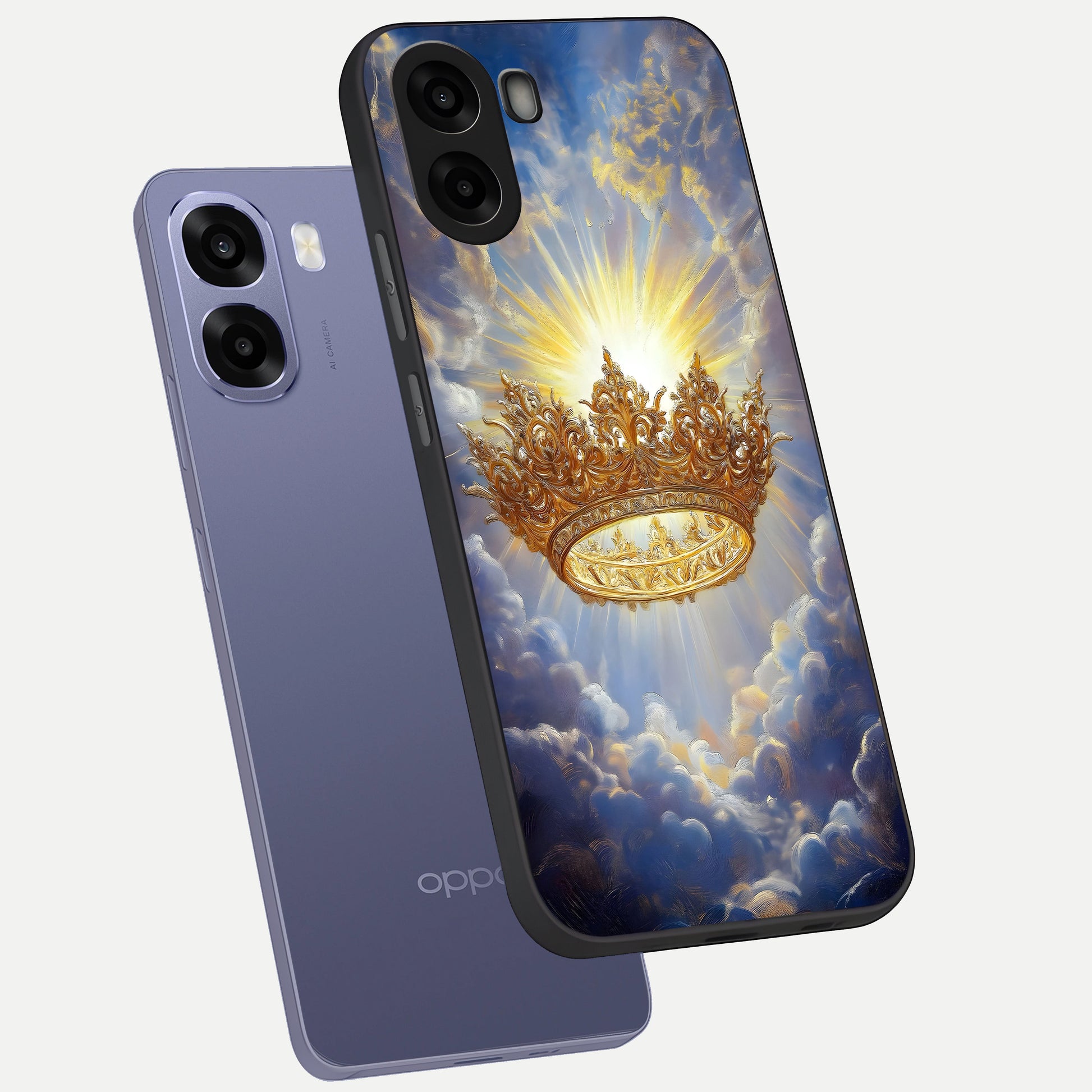 Heavenly Crown Light phone case For Oppo A6s showing premium glass back cover with detailed artwork
