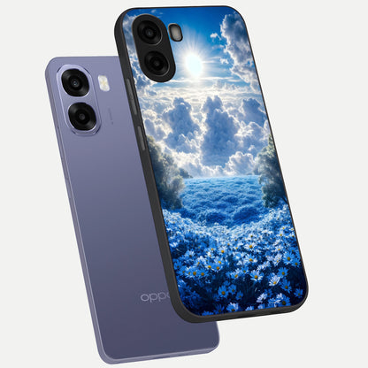  Heavenly Daisy Horizon phone case For Oppo A6s showing premium glass back cover with detailed artwork