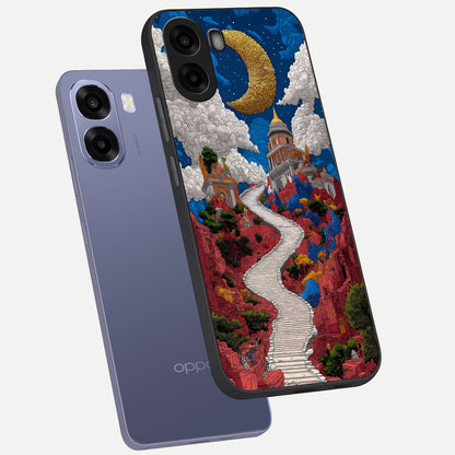  Heavenly Moon Path phone case For Oppo A6s showing premium glass back cover with detailed artwork