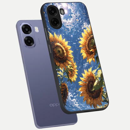  Heavenly Sunflower Rise phone case For Oppo A6s showing premium glass back cover with detailed artwork