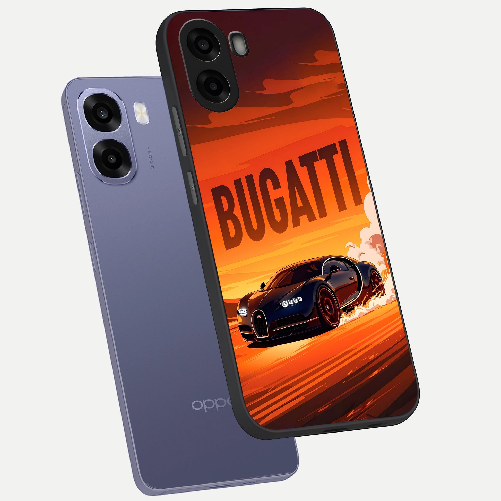  Inferno Bugatti Storm phone case For Oppo A6s showing premium glass back cover with detailed artwork