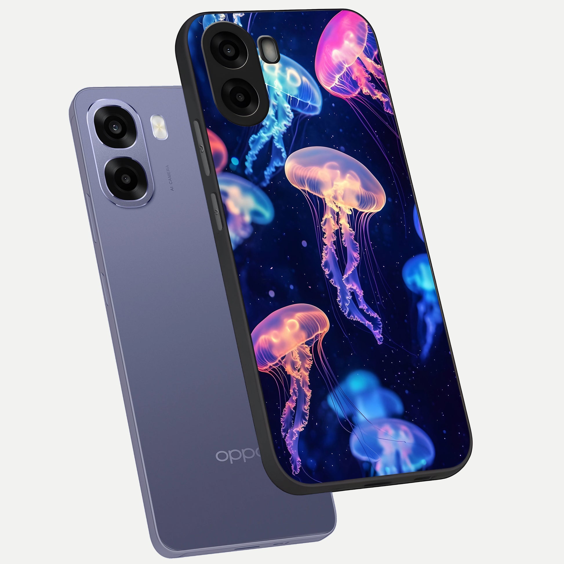  Jellyfish Pattern phone case For Oppo A6s showing premium glass back cover with detailed artwork