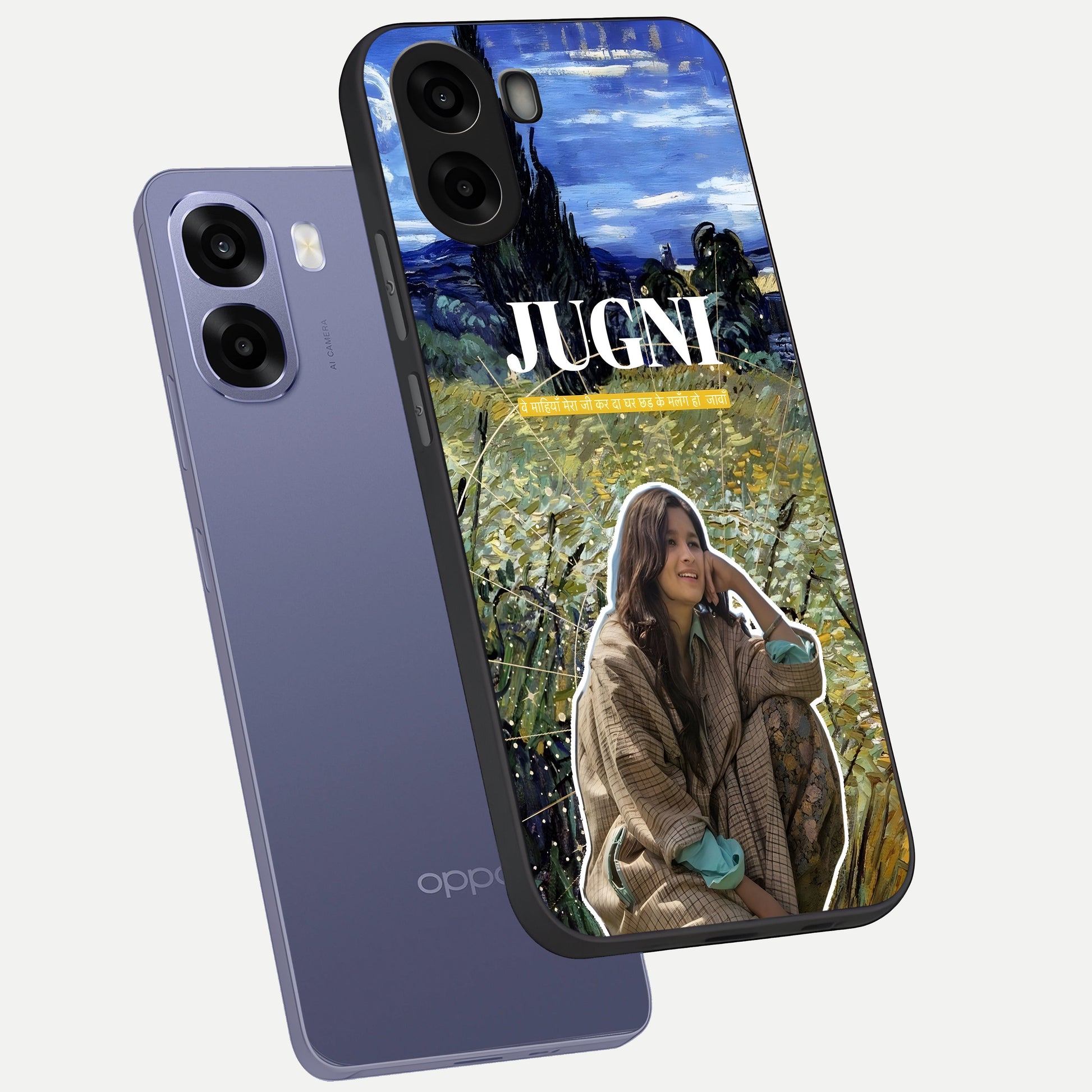  Jugni Soul Vibes phone case For Oppo A6s showing premium glass back cover with detailed artwork