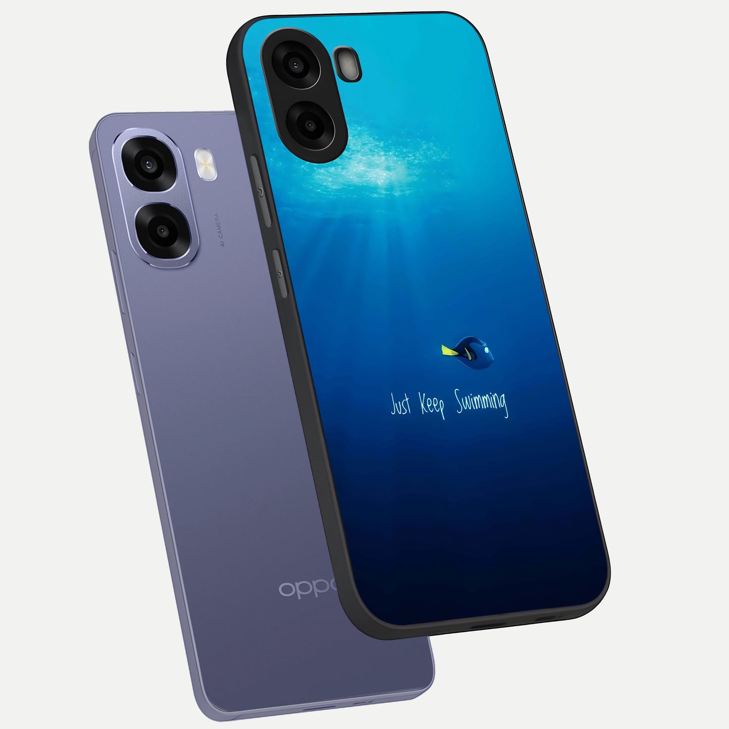  Just Keep Swimming phone case For Oppo A6s showing premium glass back cover with detailed artwork