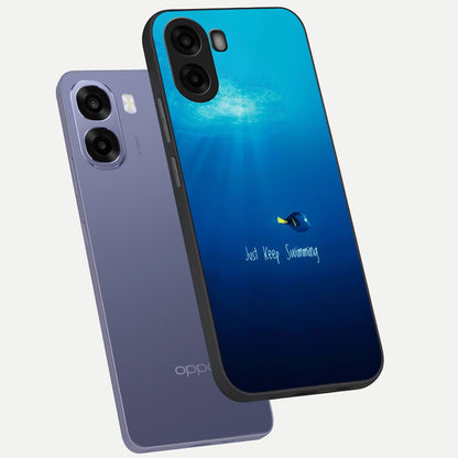  Just Keep Swimming phone case For Oppo A6s showing premium glass back cover with detailed artwork