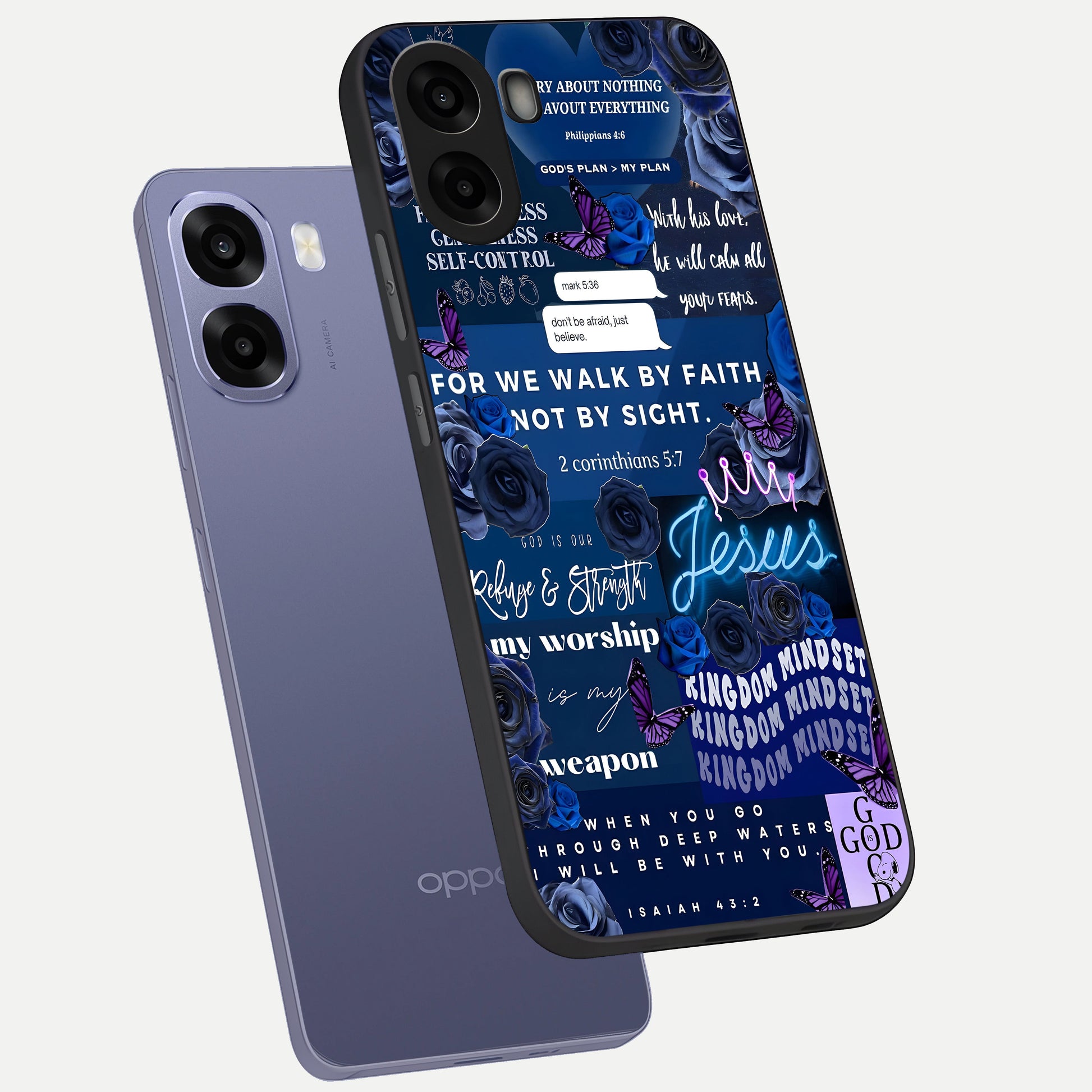  Kingdom Faith Glow phone case For Oppo A6s showing premium glass back cover with detailed artwork