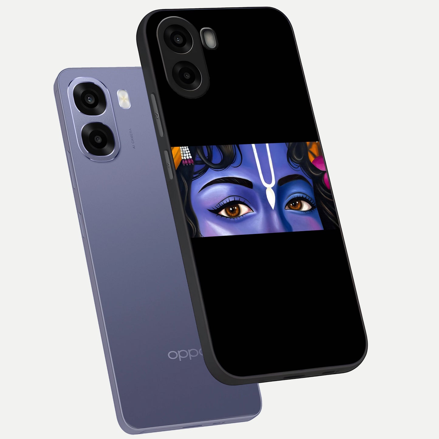 Krishna Eye phone case For Oppo A6s showing premium glass back cover with detailed artwork