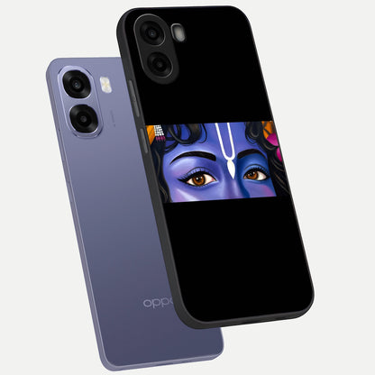  Krishna Eye phone case For Oppo A6s showing premium glass back cover with detailed artwork