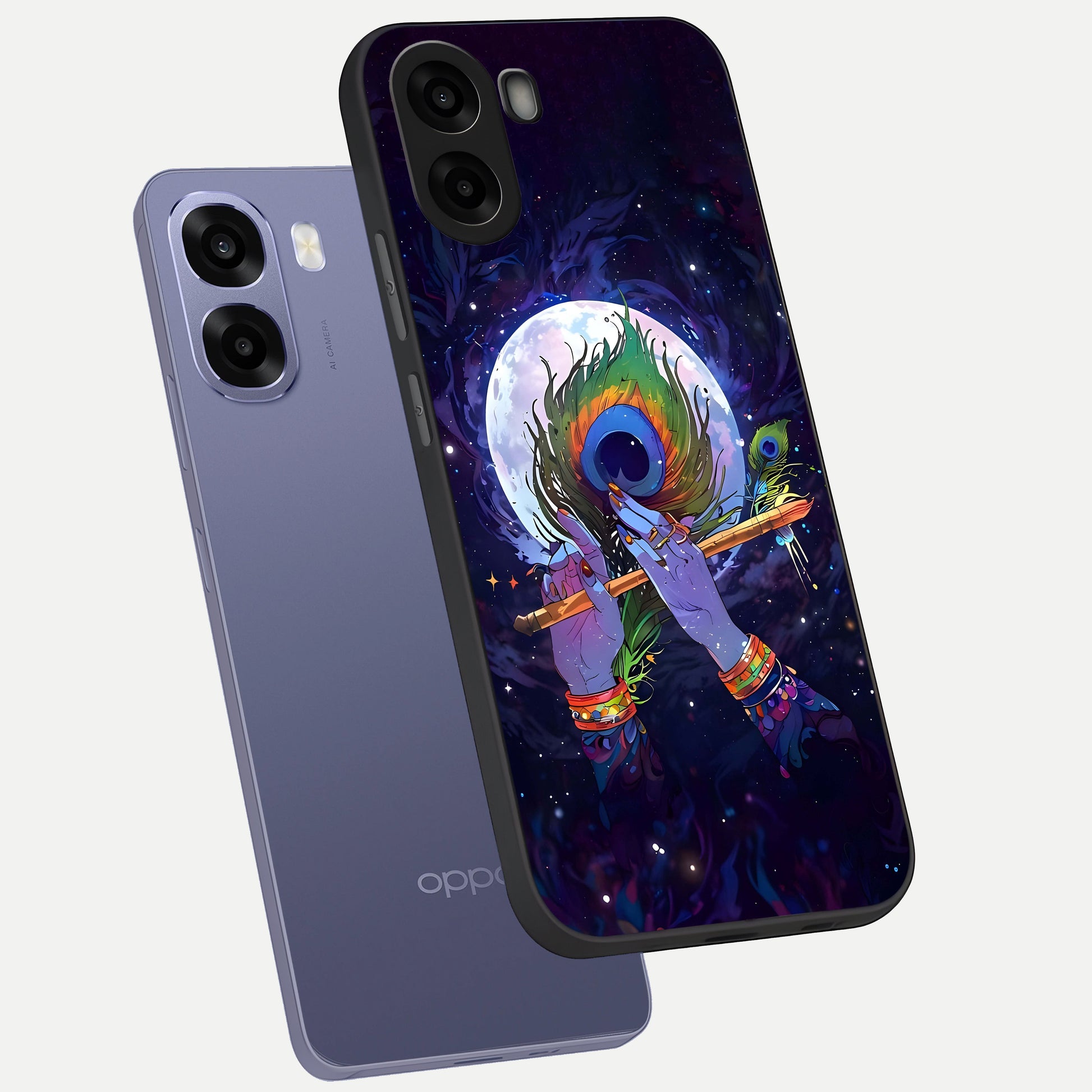  Krishna Hands Art phone case For Oppo A6s showing premium glass back cover with detailed artwork