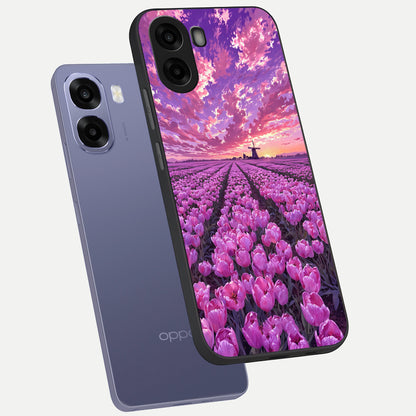  Lavender Dream Skies phone case For Oppo A6s showing premium glass back cover with detailed artwork