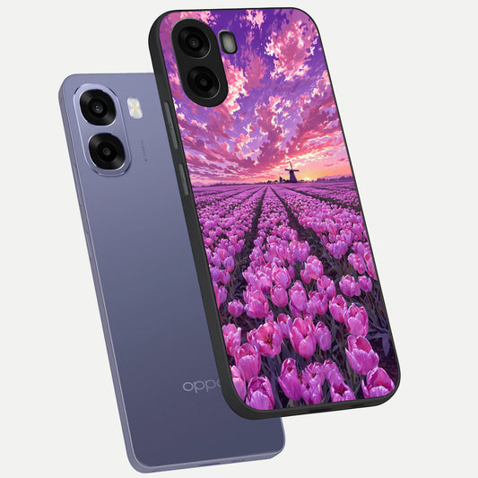  Lavender Dream Skies phone case For Oppo A6s showing premium glass back cover with detailed artwork