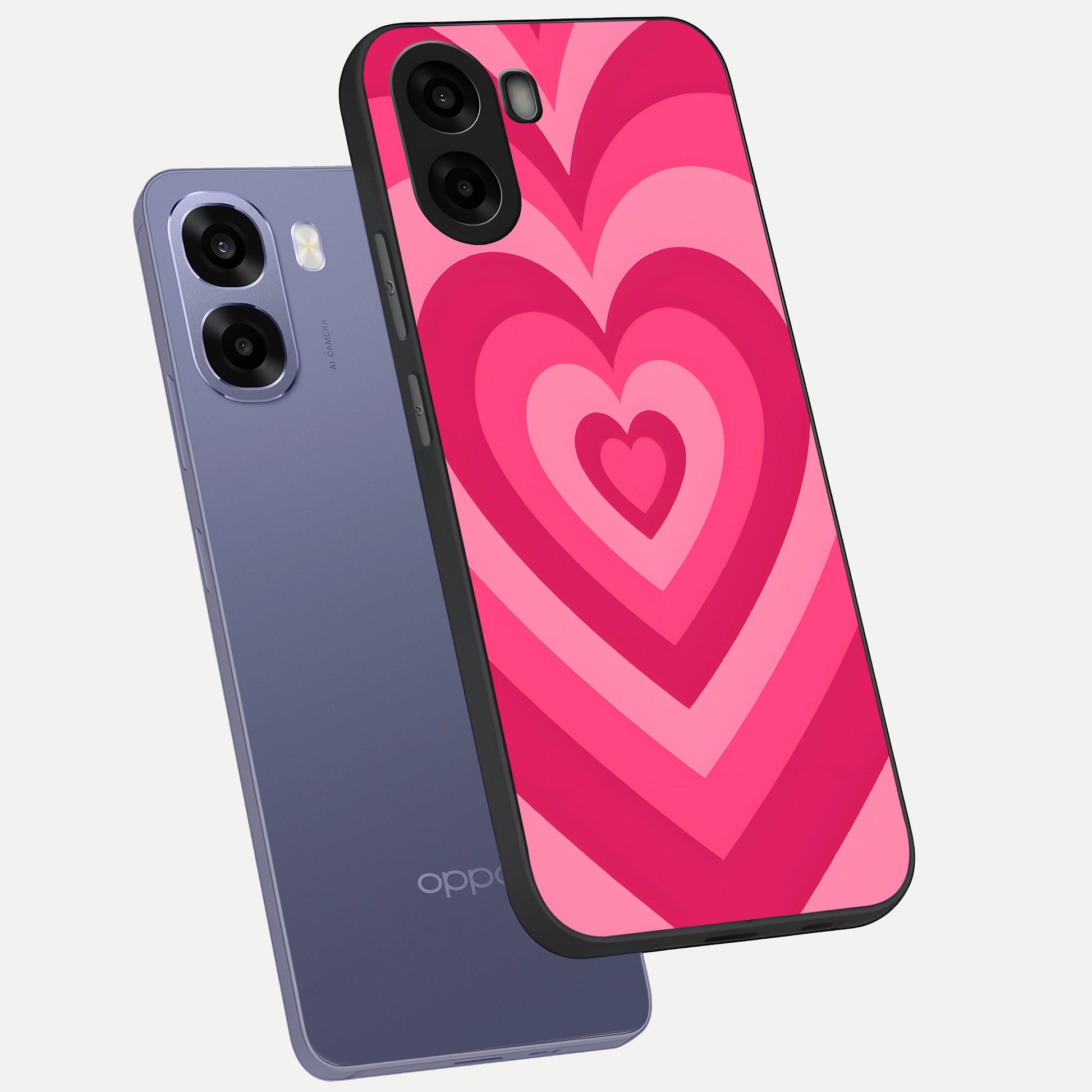  Layered Love Hearts phone case For Oppo A6s showing premium glass back cover with detailed artwork