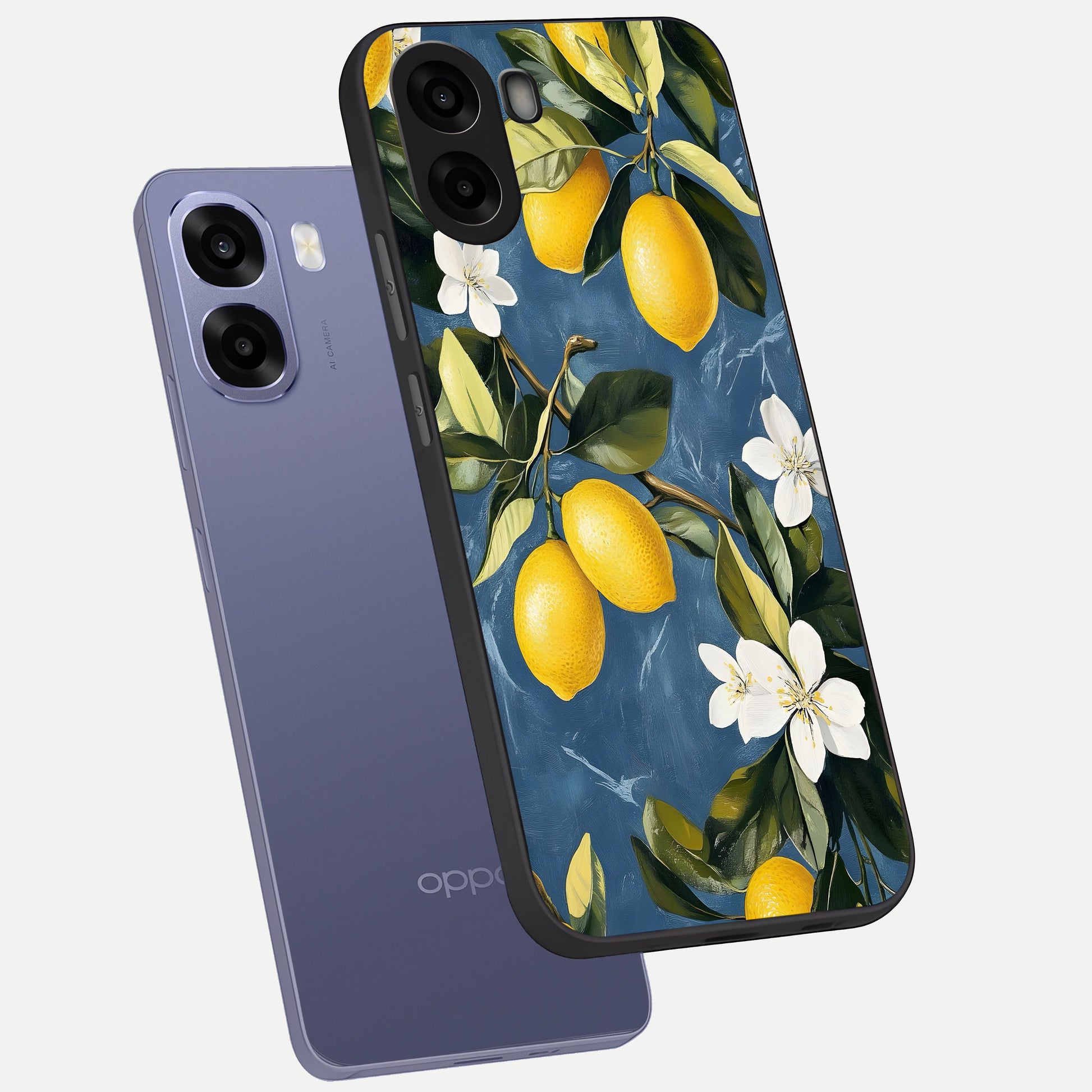  Lemon Dream Garden phone case For Oppo A6s showing premium glass back cover with detailed artwork