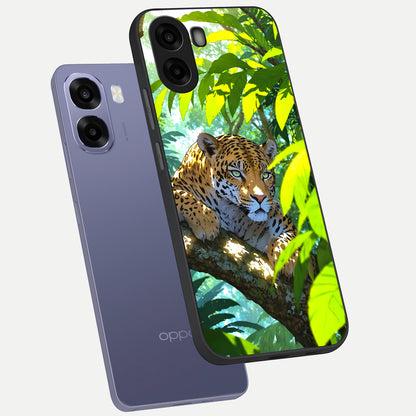  Leopard in Jungle phone case For Oppo A6s showing premium glass back cover with detailed artwork