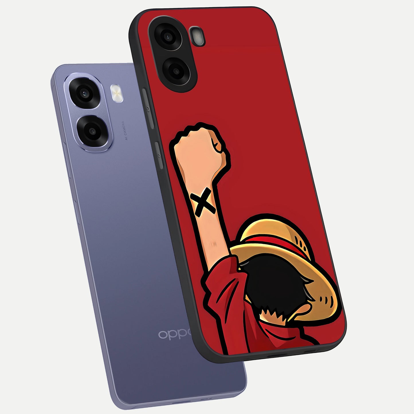  Luffy X Spirit phone case For Oppo A6s showing premium glass back cover with detailed artwork