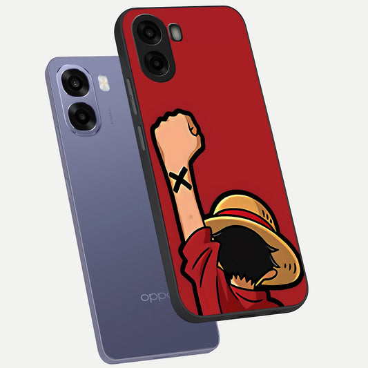  Luffy X Spirit phone case For Oppo A6s showing premium glass back cover with detailed artwork