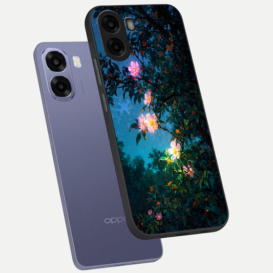  Midnight Bloom Glow phone case For Oppo A6s showing premium glass back cover with detailed artwork
