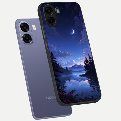  Midnight Lake Peace phone case For Oppo A6s showing premium glass back cover with detailed artwork