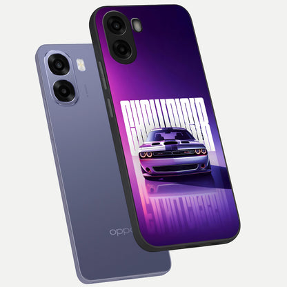  Midnight Muscle Ride phone case For Oppo A6s showing premium glass back cover with detailed artwork