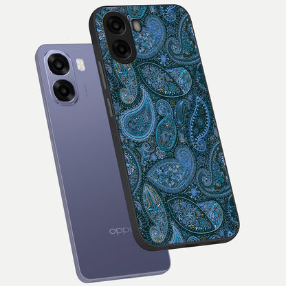  Midnight Paisley Glow phone case For Oppo A6s showing premium glass back cover with detailed artwork