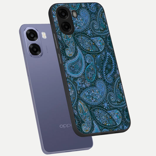  Midnight Paisley Glow phone case For Oppo A6s showing premium glass back cover with detailed artwork