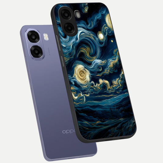  Midnight Sky Whirl phone case For Oppo A6s showing premium glass back cover with detailed artwork