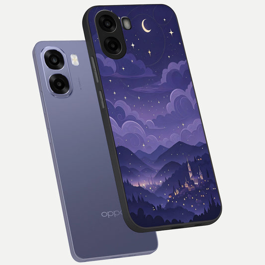  Minimal Night View phone case For Oppo A6s showing premium glass back cover with detailed artwork
