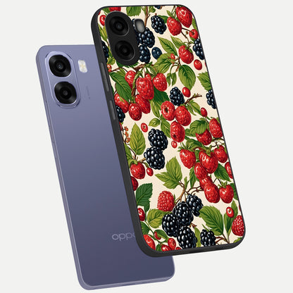  Mixed Berry Collage phone case For Oppo A6s showing premium glass back cover with detailed artwork
