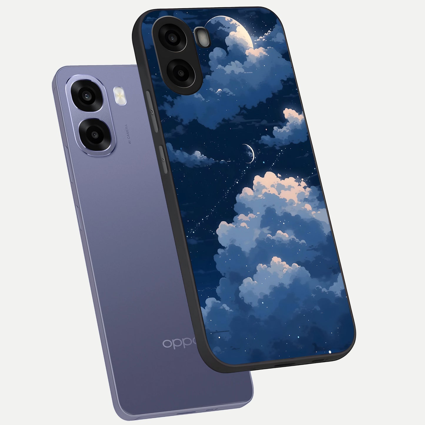 Moon Dream Haze phone case For Oppo A6s showing premium glass back cover with detailed artwork