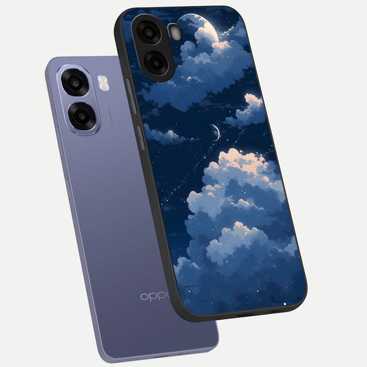  Moon Dream Haze phone case For Oppo A6s showing premium glass back cover with detailed artwork