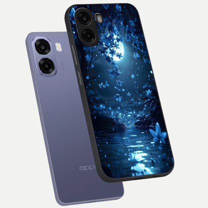 Moonlight Petal Dream phone case For Oppo A6s showing premium glass back cover with detailed artwork
