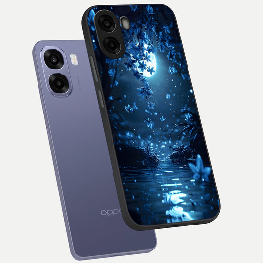  Moonlight Petal Dream phone case For Oppo A6s showing premium glass back cover with detailed artwork