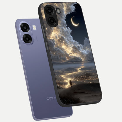  Moonlight Spark Path phone case For Oppo A6s showing premium glass back cover with detailed artwork