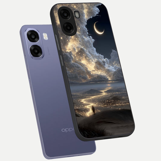  Moonlight Spark Path phone case For Oppo A6s showing premium glass back cover with detailed artwork