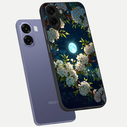  Moonlit Blossom Dream phone case For Oppo A6s showing premium glass back cover with detailed artwork