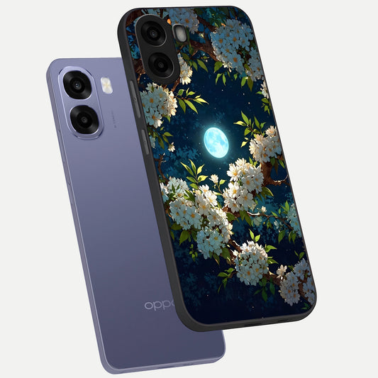 Moonlit Blossom Dream phone case For Oppo A6s showing premium glass back cover with detailed artwork
