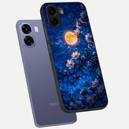  Moonlit Blossoms Night phone case For Oppo A6s showing premium glass back cover with detailed artwork