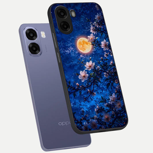  Moonlit Blossoms Night phone case For Oppo A6s showing premium glass back cover with detailed artwork